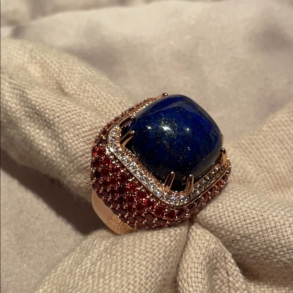 Genuine Lapis Lazuli Square Rosetone Ring NWTS